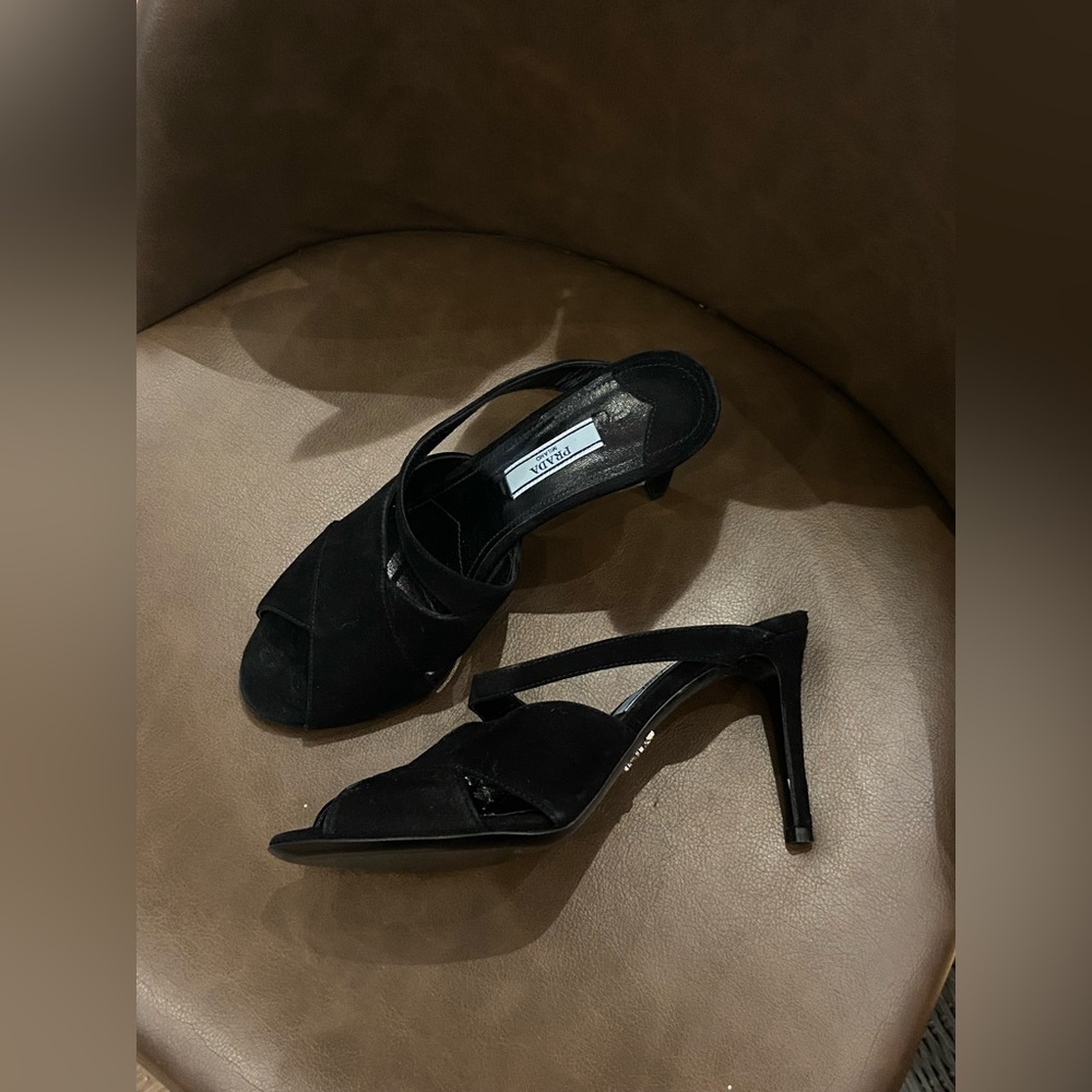 Prada black suede heels strap sandals  size 36 new